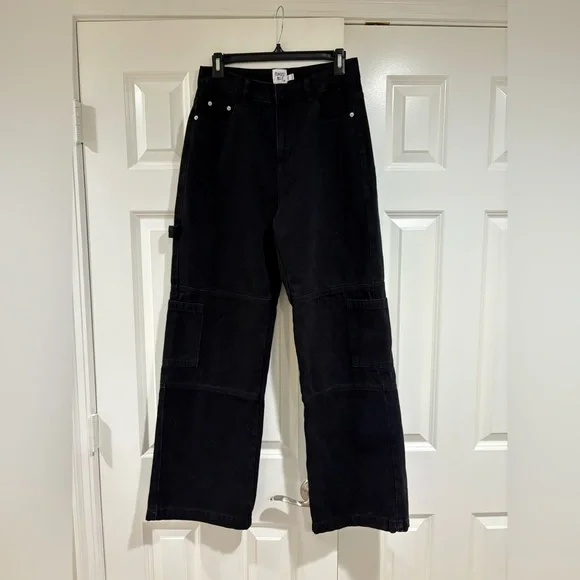 Princess Polly Wide Leg Cargo Black Pants Size 6 NWOT - Picture 5 of 6